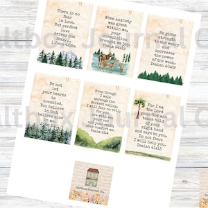 Carte Scritture stampabili per ragazzi adolescenti, Carte di versi di memoria dell'albero del bosco, Scritture su paura e ansia, Carte di versi della Bibbia per adolescenti