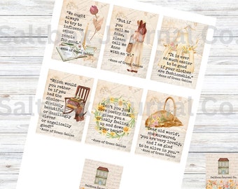 Printable Anne of Green Gables Gift Tags: Watercolor Book Quotes (Digital Download)