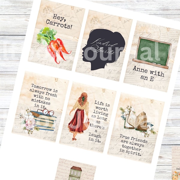 Printable Anne of Green Gables gift tags, Anne Shirley, Hang tags, Anne with an E, Junk Journal, Party Favors