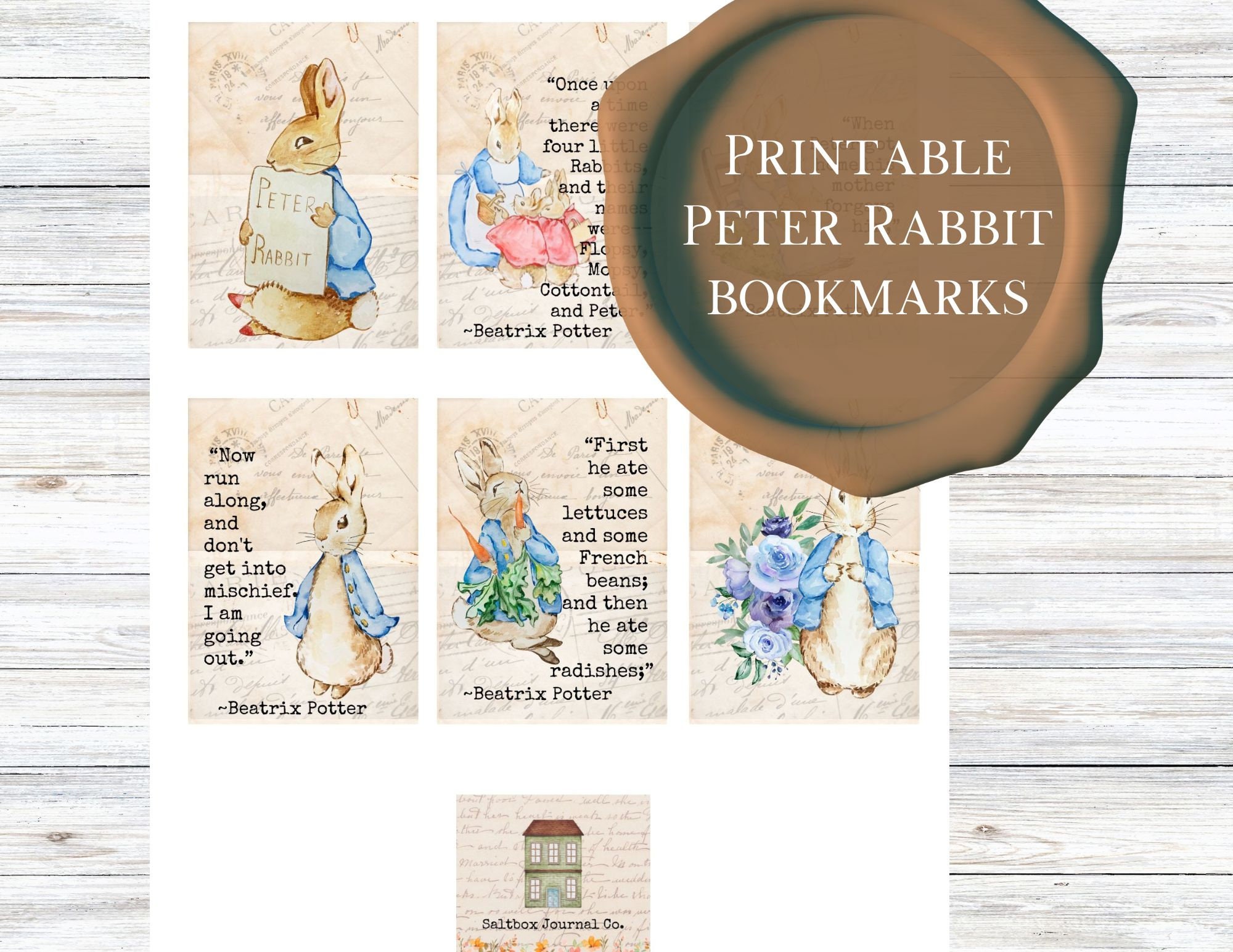Printable Peter Rabbit Bookmarks, Journal Tags, Peter Rabbit Party Favors, Beatrix Potter Gift tags, Peter Rabbit quote Tags, Teacher Gift