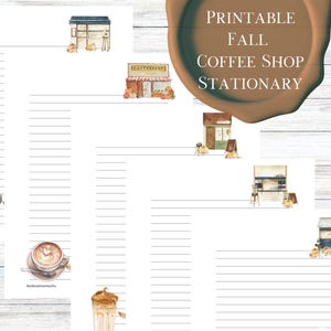 Papelaria para cafeteria de outono, papelaria para impressão de outono, escrita de cartas, download instantâneo, cartões de café de outono, papelaria para bebidas de café de outono