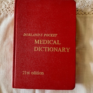 1968 Dorland&#39;s Pocket Medical Dictionary 21st Edition, Vintage Medical Reference Book, Collectible Healthcare, Doctor Costume Prop Book