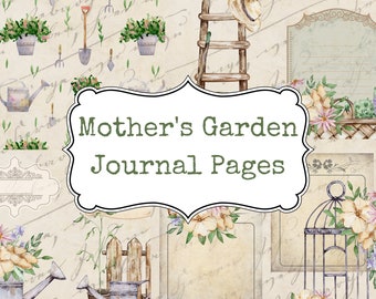 Mother's Garden Journal Pages, digital junk journal, Printable Garden journal, Junk Journal Kit, Digital journal kit