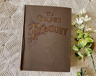Libro antiguo del Tesoro Dorado de 1893: Poesía y arte victorianos