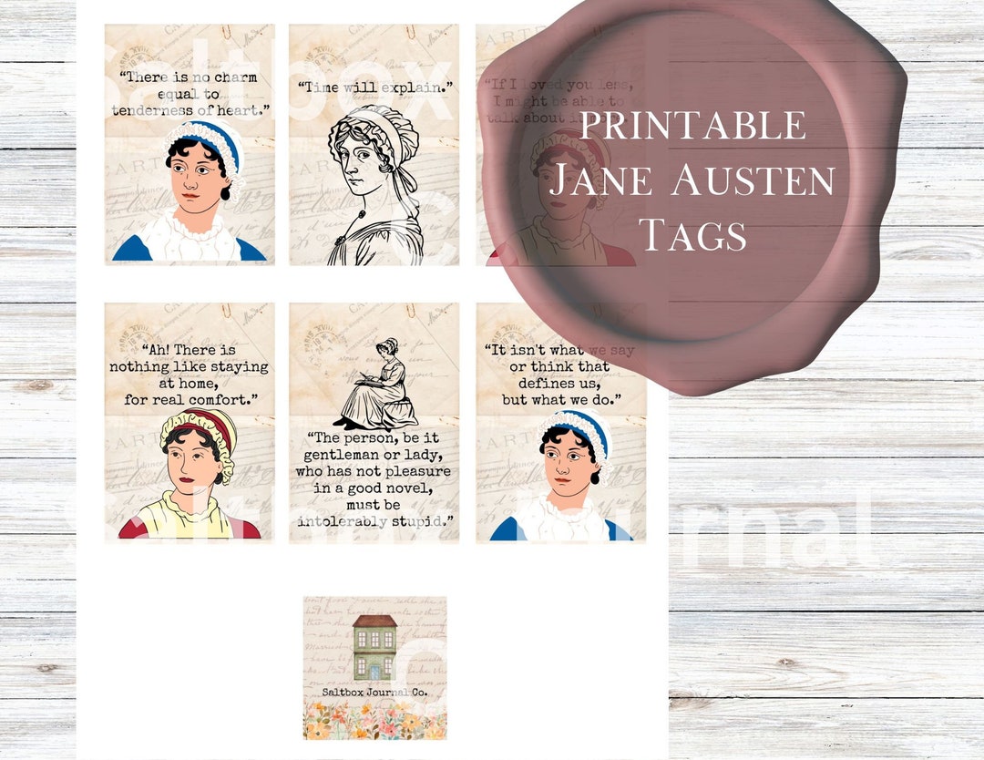 Printable Jane Austen Bookmarks, Teacher Gift, Jane Austen Quote, Jane ...