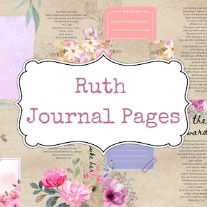 Book of Ruth Junk Journal Pages, Ruth Journal Printables, Scripture Journaling, Scripture Journal Pages
