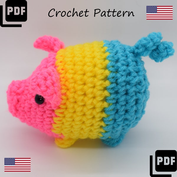 Pansexual Pride Pig Crochet Pattern