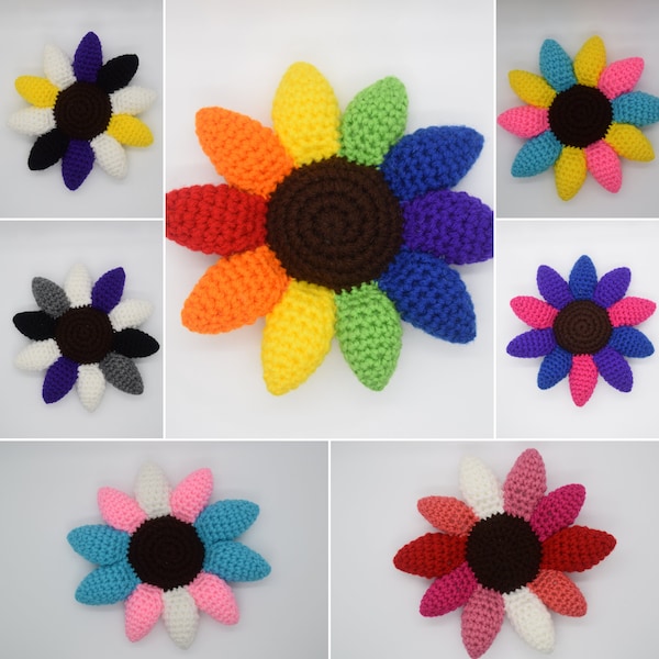 Crochet LGBTQ+ Pride Sunflower Plush or Mini-Pillow