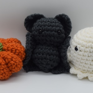 Crochet Halloween Trio (Pumpkin, Bat, and Ghost)