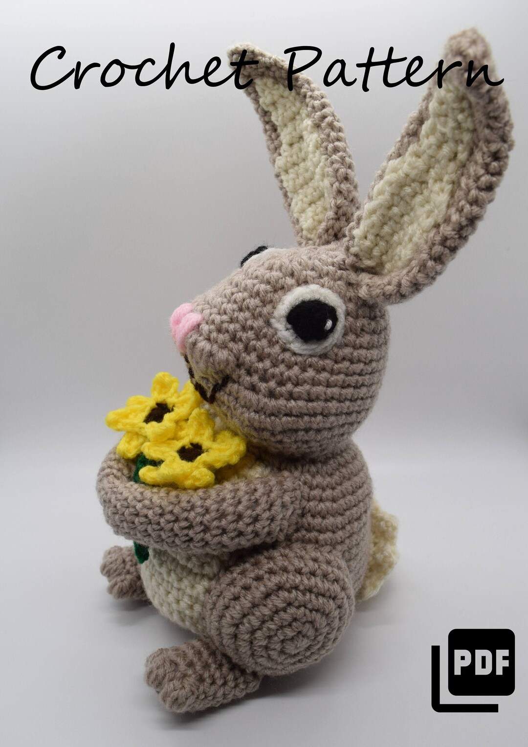 Crochet Pattern Bunny Rabbit Holding Flowers - Etsy