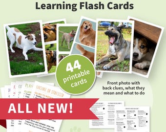 Dog Body Language Flashcards, 44 Printable Dog Behavior Learning Cards Game