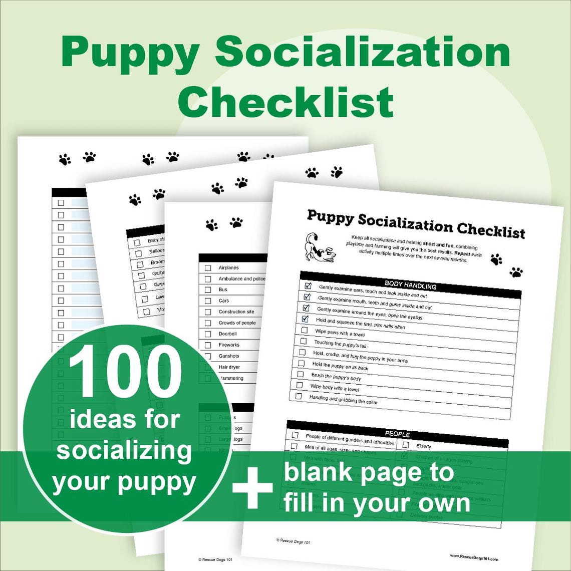 Puppy Socialization Checklist – Printable & Fillable Social Skills ...