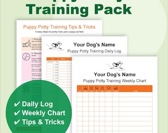Puppy Potty Training Pack - druckbares, ausfüllbares Welpen-Töpfchen-Tagebuch, Wochenübersicht & Tipps
