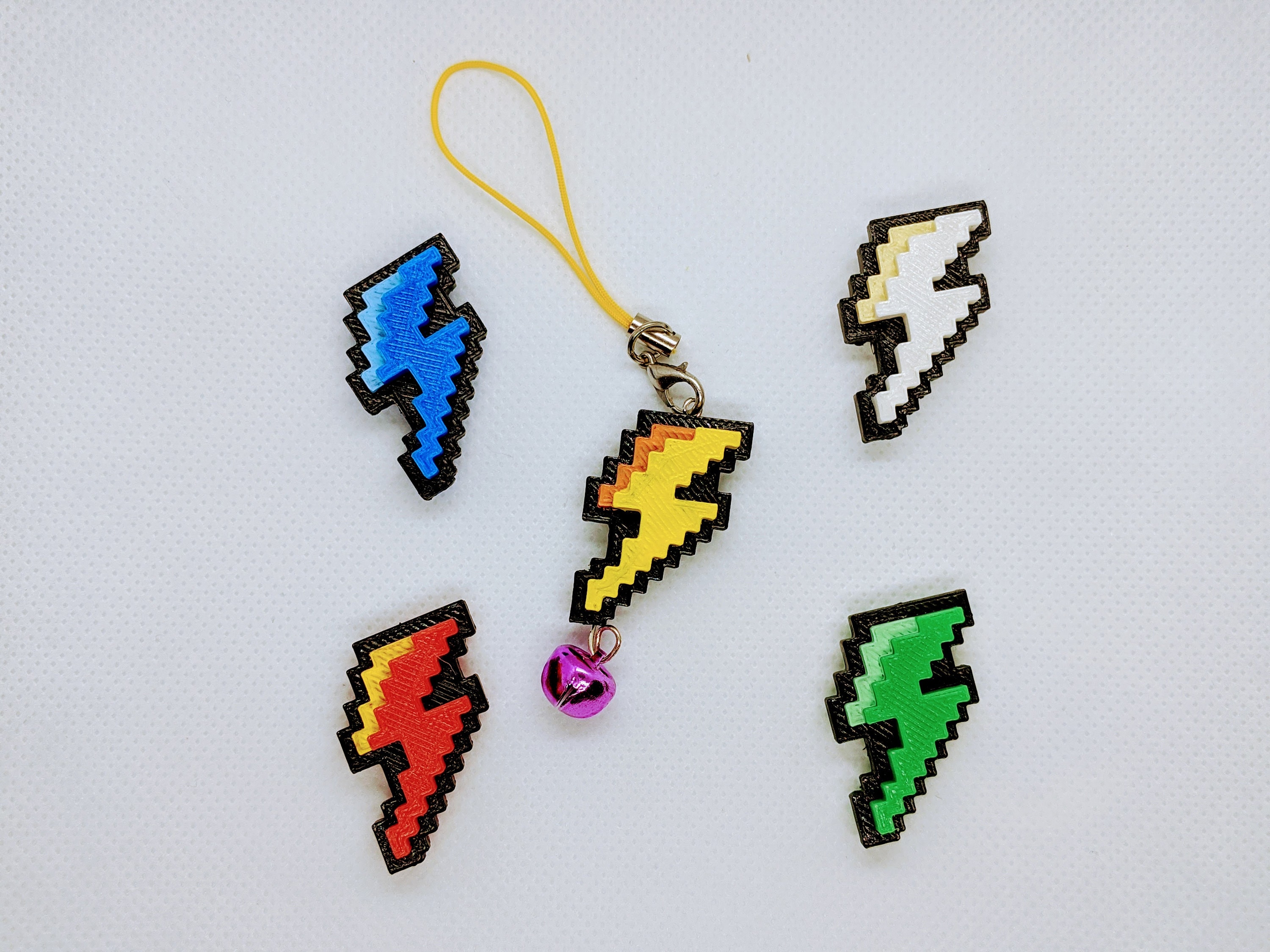 3D Printed Pixel Art Keychain Charms [heart, Star, Lightning Bolt] - Etsy
