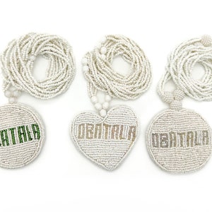 Obatala necklace, Ileke obatala, Beaded necklace, Pendant necklace, Glass bead necklace, Eleke de obatala, SANTERIA, Ileke Orisha