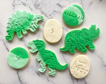 Dinosaur cookies, dinosaur biscuits, dinosaur party, personalised cookies, personalised biscuits