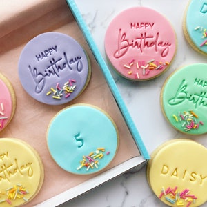 Personalized Vanilla Sugar Cookies, Pastel Fondant Party Favors