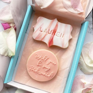 Bridesmaid proposal cookies, bridesmaid proposal biscuits, personalised cookies, personalised biscuits