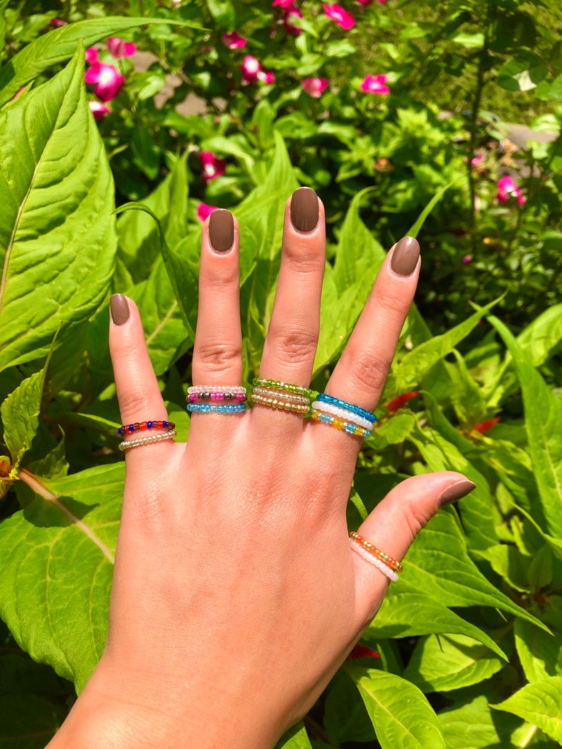 NEW COLORS Seed Bead Rings Custom Colorful Beaded Ring - Etsy