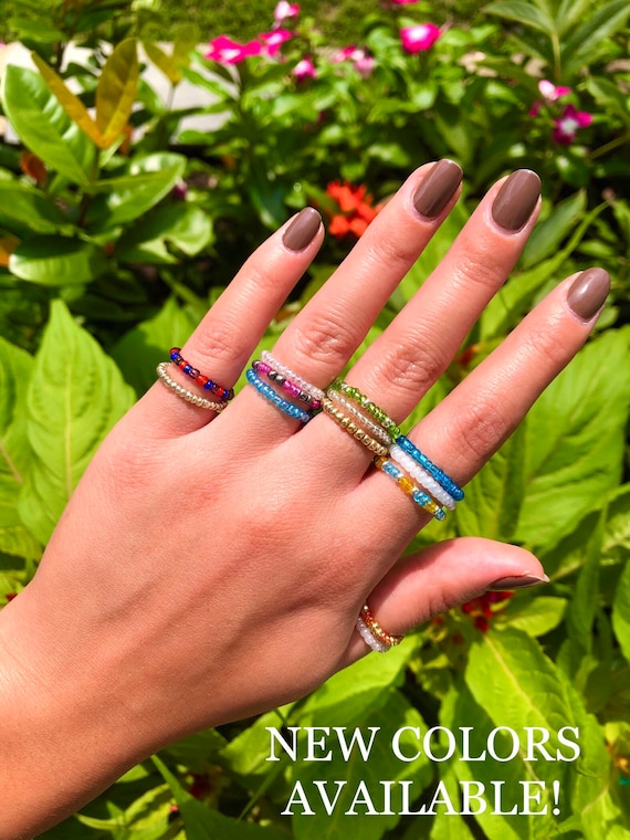 NEW COLORS Seed Bead Rings Custom Colorful Beaded Ring Etsy Canada