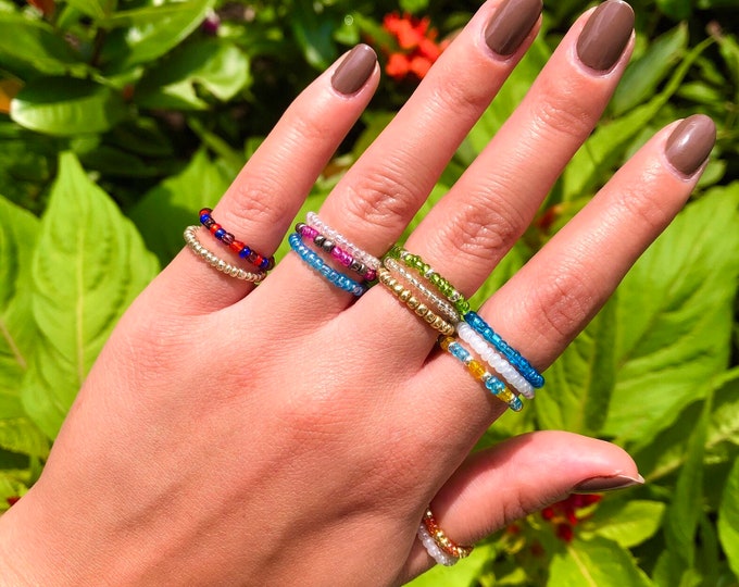NEW COLORS Seed Bead Rings Custom Colorful Beaded Ring - Etsy
