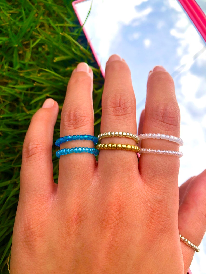 Seed Bead Rings Custom Colorful Beaded Ring Etsy