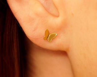 Dainty Butterfly Stud Earrings · 925 Sterling Silver Minimalist Studs
