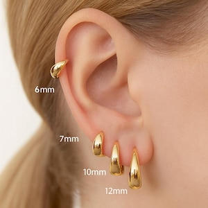 Chunky Dome Huggie Hoop Earrings, 18K Gold Plated Sterling Silver (6–12mm)