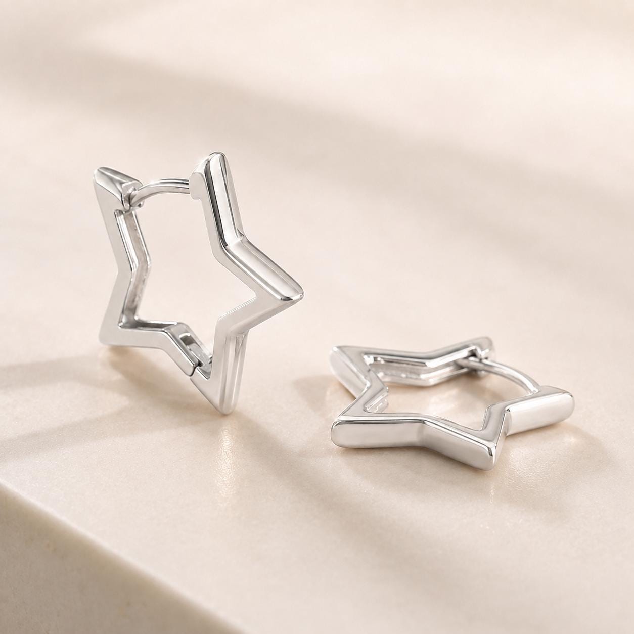 Silver Star Earrings - Etsy