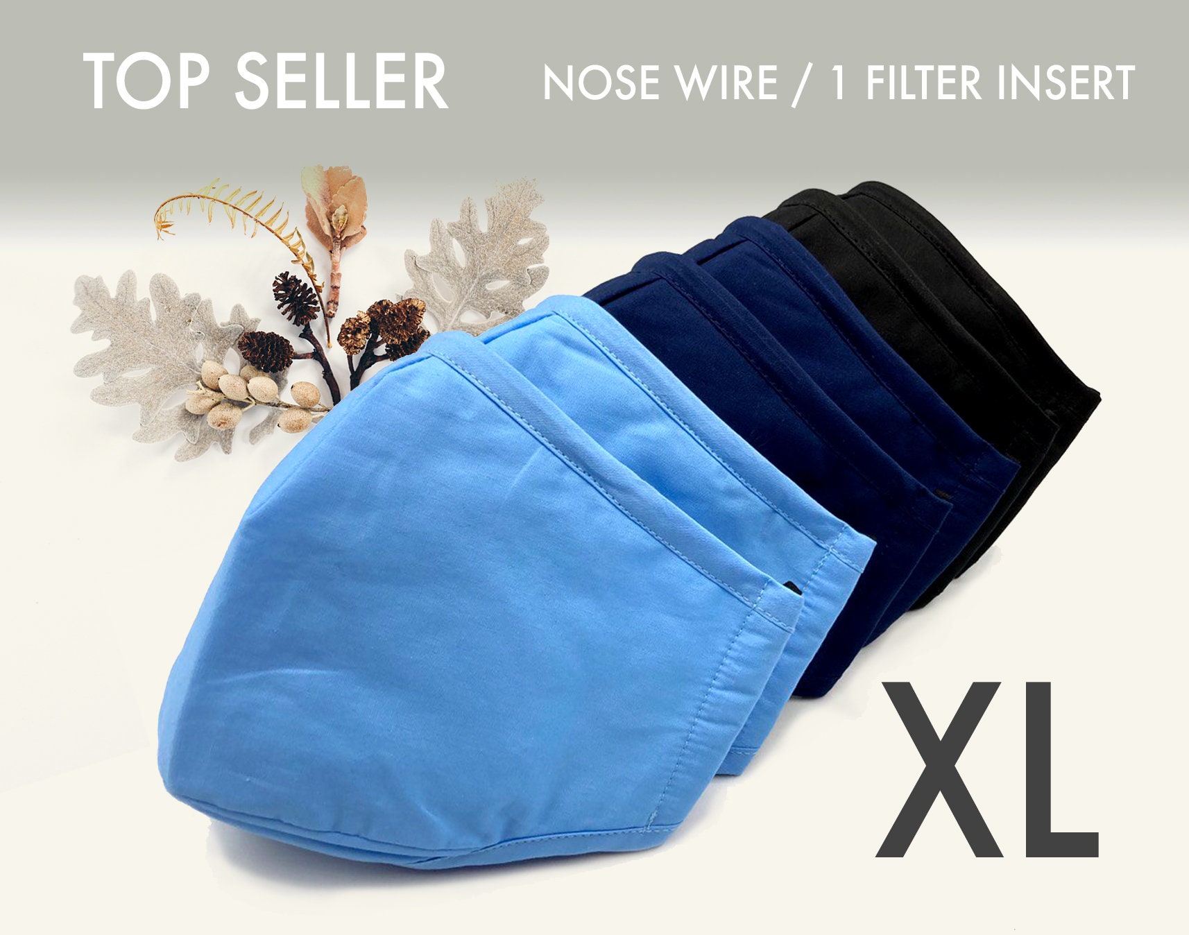 XL Face Mask, Mask With Nose Wire And Filter Pocket, Face Mask Washab…