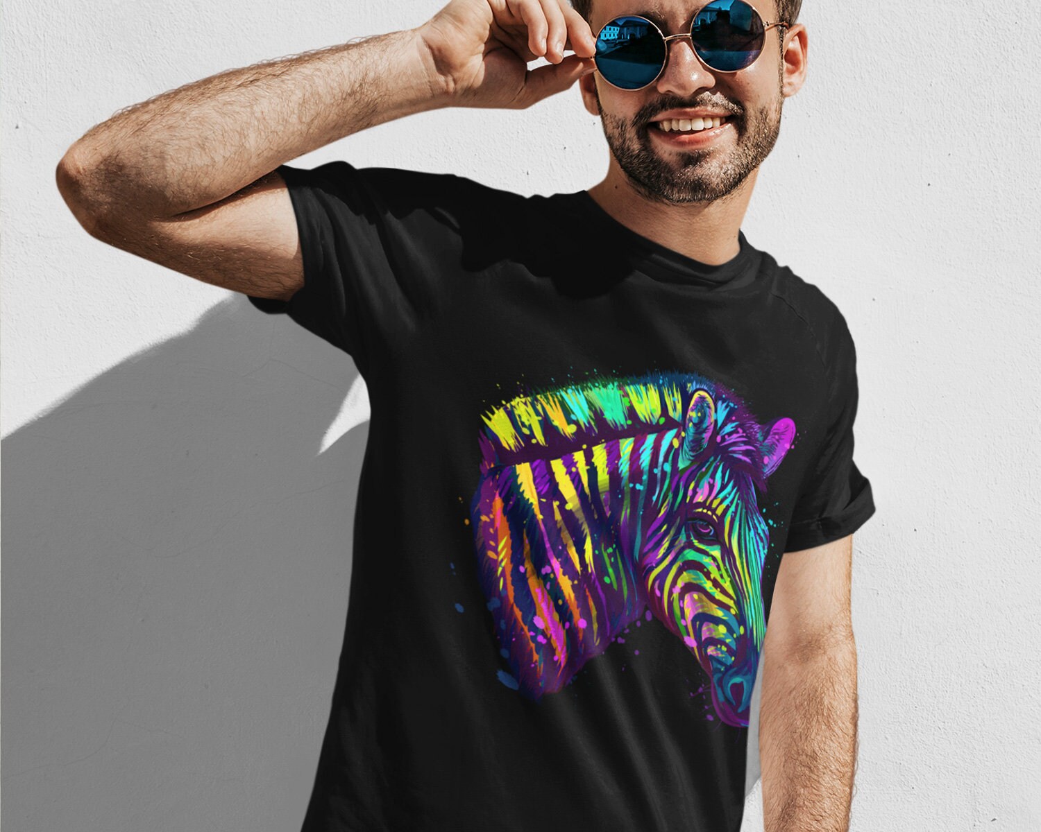 Zebra Neon Graphic shirt Animal Lover Unisex shirt Gift for | Etsy