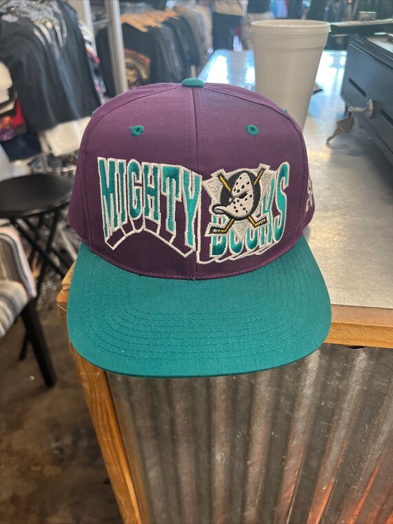 De Colección Años 90 MIGHTY DUCKS Verde/Amarillo/Blanco SOMBRERO DE HOCKEY  NCAA Equipo Gorra Ajustable