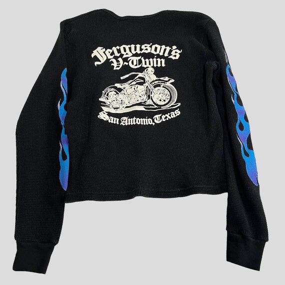 Vintage Thermal Blue Flames Motorcycle Thermal Shi