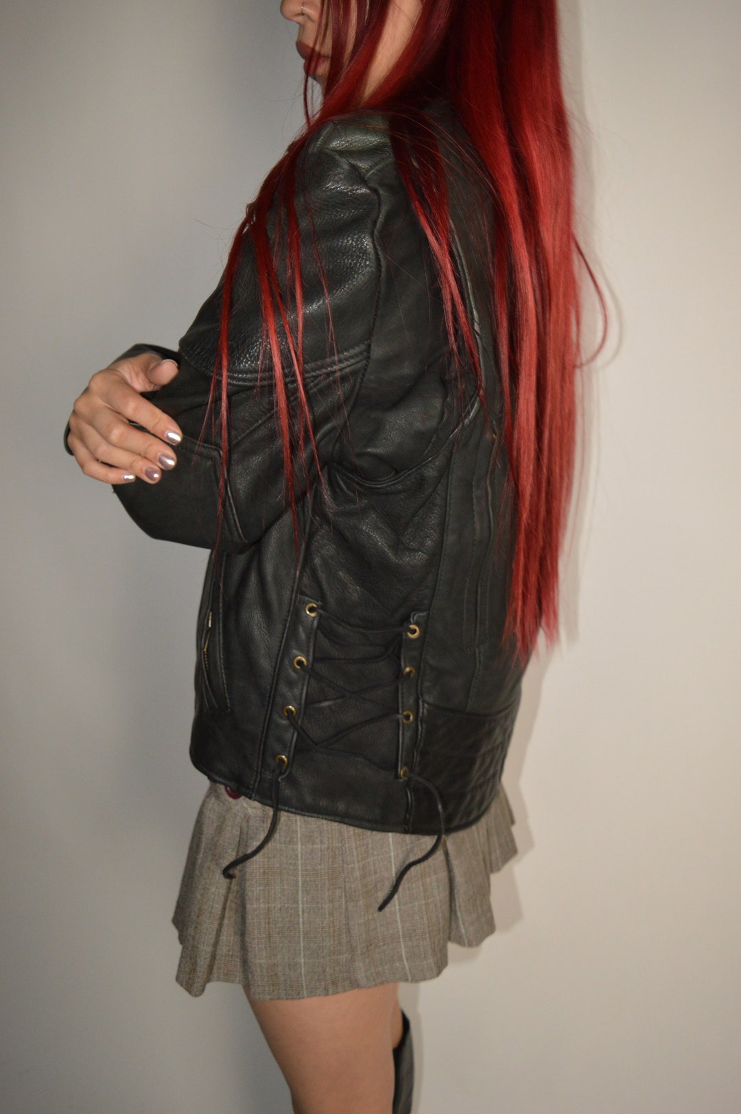 Vintage Leather Lace Jacket Etsy