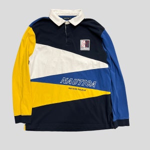 Vintage Nautica Stripes Polo Rugby Shirt Xlarge Y2K Nautica