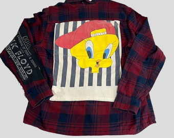 Reworked patchwork Tweety  flannel