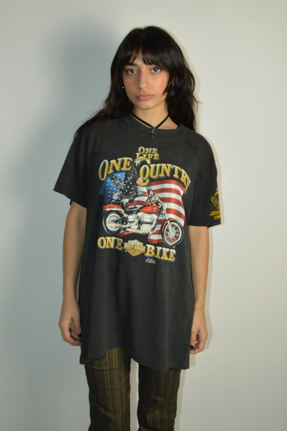 90'S Harley-Davidson 3D EMBLEM Tank Top, Women's, Size S, Vintage, Cropped Length unclear Charcoal Vintage Second Hand