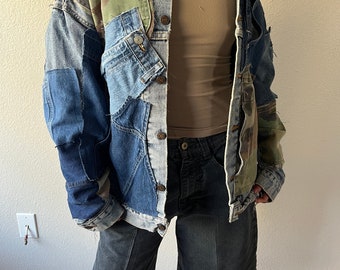 Rekonstruierte Levi's Denim Patchwork Jacke