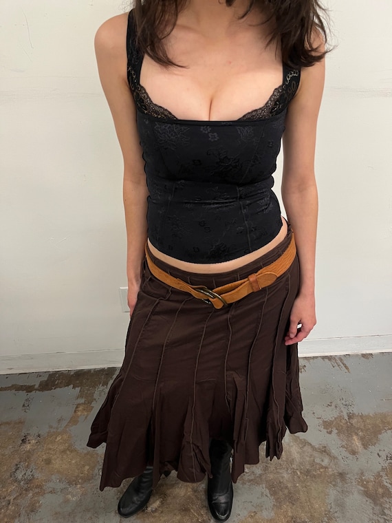 Vintage Brown Michael Kors Pleated Midi Skirt