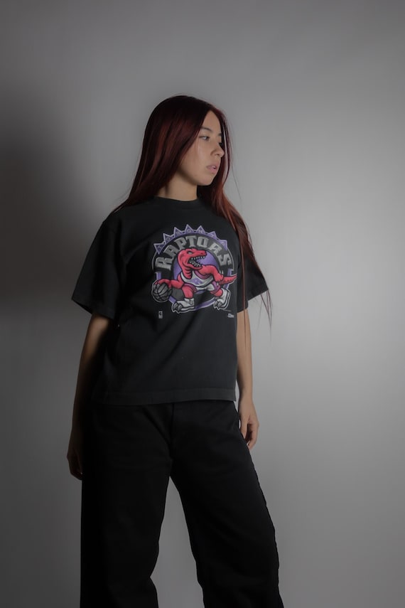 T-shirt Toronto Raptors Vintage Années 90 - Taille L, Couleur Gris, Neuf Avec Licence Officielle