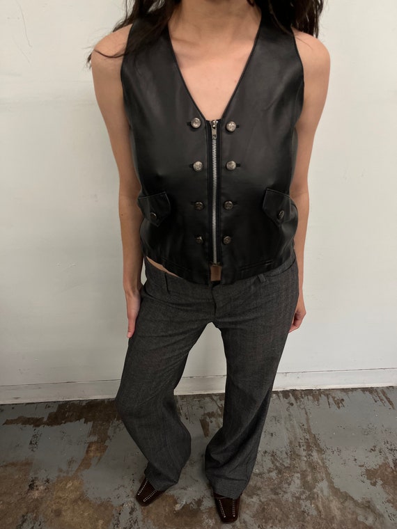 Vintage Black Leather Vest