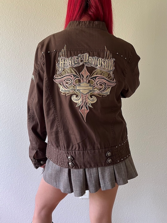 Vintage Brown Harley Davidson Zip Up Jacket