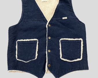 Vintage Sedgefield Blue Corduroy Sherpa Vest