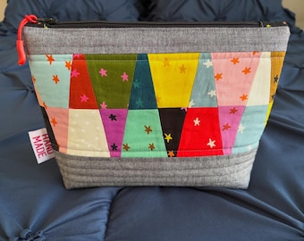 Handmade Quilted Patchwork Slice Pouch: Starry Ruby Star