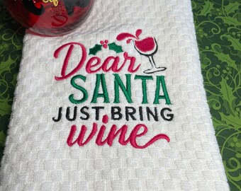 Christmas Wine Lover Kitchen Towel
