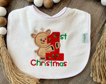 First Christmas Rudolph Bib