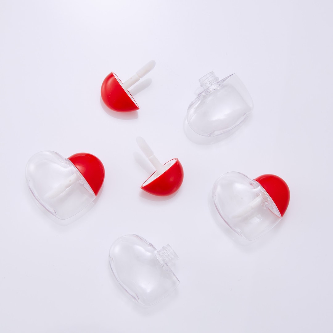 5 Ml Love Shape Lip Gloss Tubes Empty Lip Oil Tubes With Red Etsy