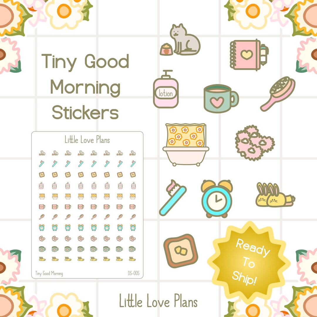 88 Cute Tiny Morning Routine Bullet Icon Planner Stickers Mix Sheet for ...