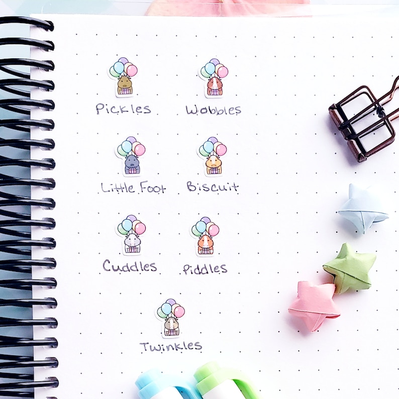 Stickers Planner Stickers Birthday Stickers Birthday Piggies Animal Stickers Guinea Pig Stickers Event Stickers
