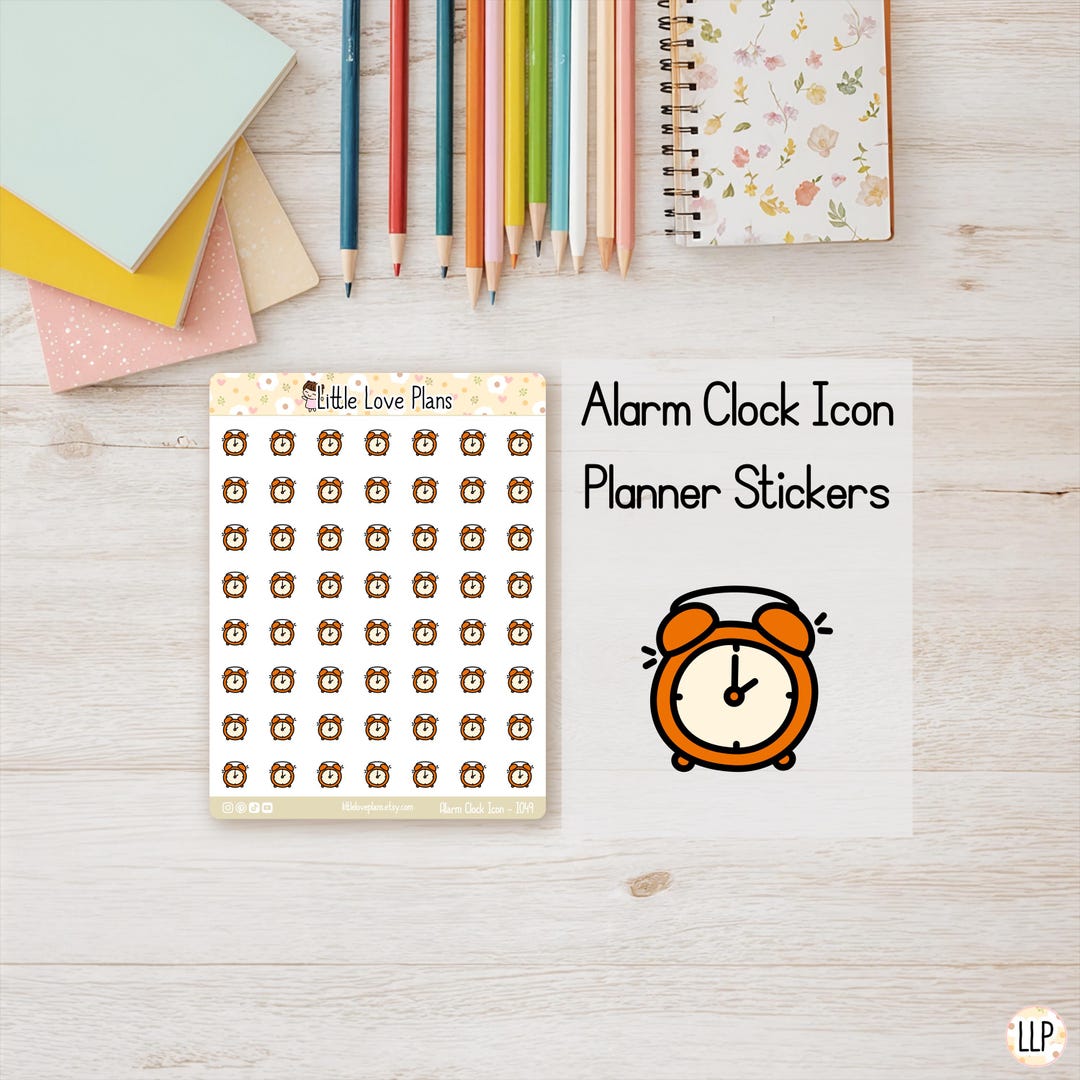 Alarm Clock Icon Planning and Journaling Stickers: 56 Tiny Stickers on ...